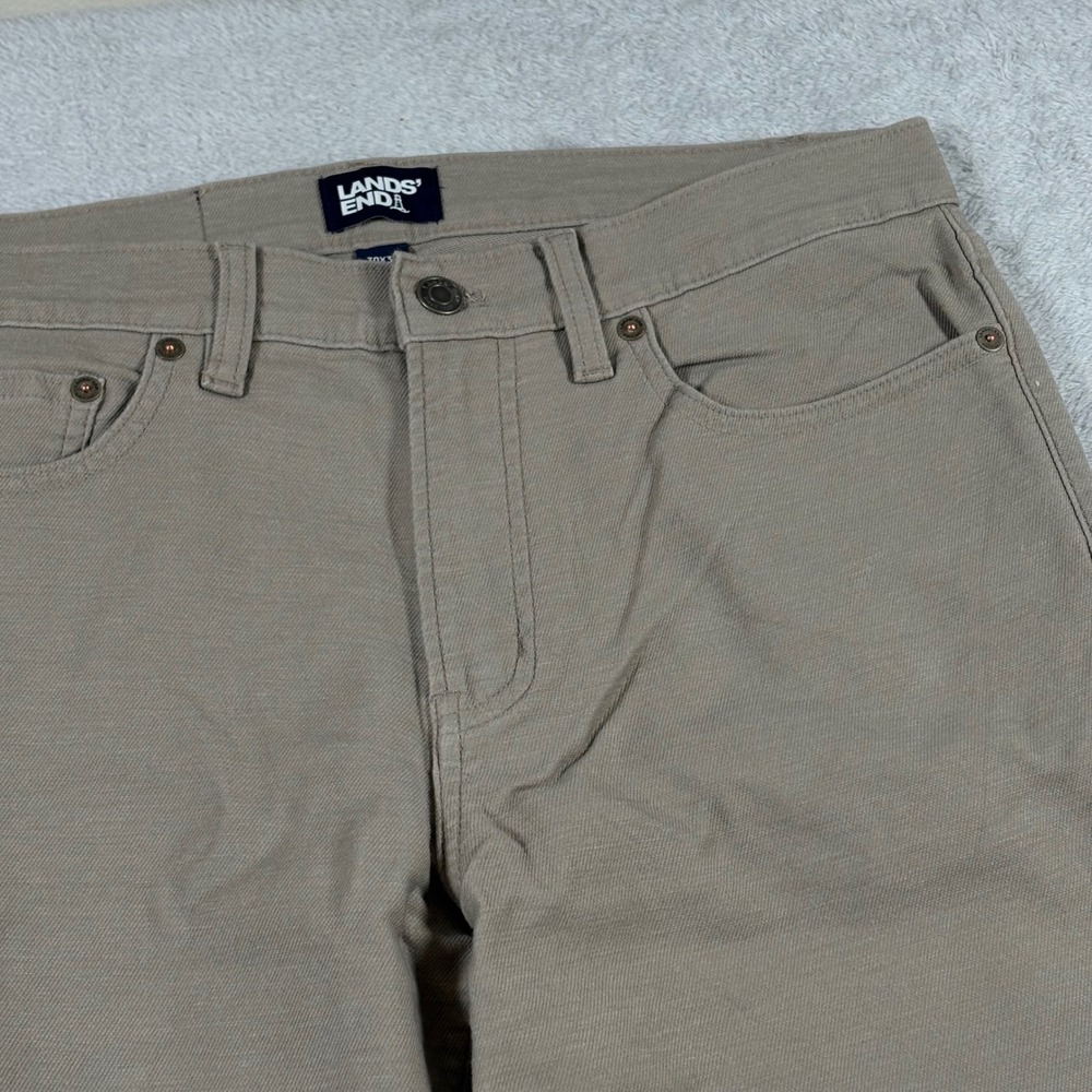 Lands End Mens Knit Twill 5 Pocket Clasic Fit Pants Khaki Tan 30x32 NEW